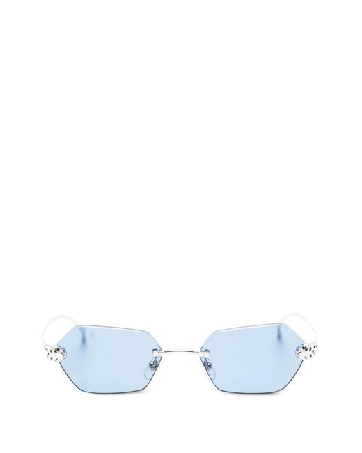 Cartier Blue Geometric-Frame Sunglasses