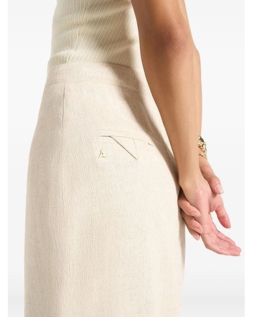Manière De Voir Natural Regine Linen Box Pleat Maxi Skirt
