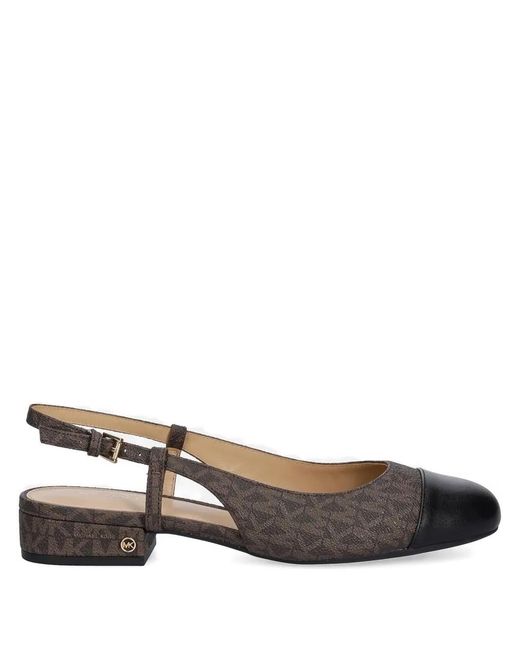 Michael Kors Brown Monogram Cap-Toe Slingback Pumps