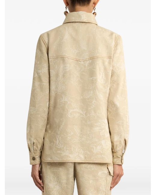 Etro Natural Jacquard Floral Denim Jacket