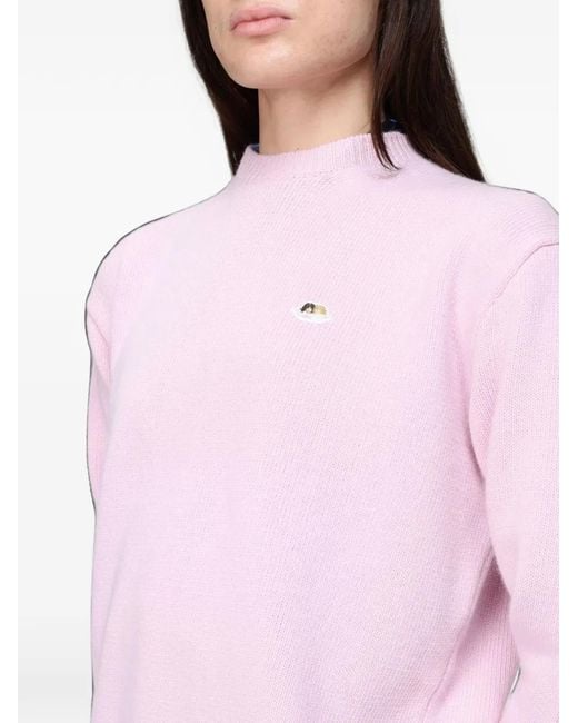 Fiorucci Pink Logo-Patch Merino Wool Sweater