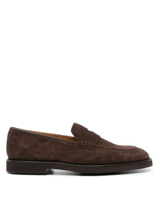 Doucal's Brown Almond-toe Suede Loafers for men