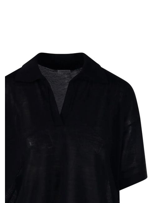 Roberto Collina Black Collared V-Neck T-Shirt