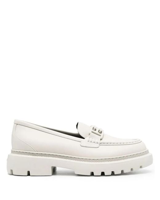 Bally White Tonal Logo-Plaque Loafers