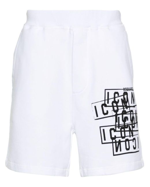 Pantalones cortos de chándal Icon Stamps DSquared² de hombre de color White