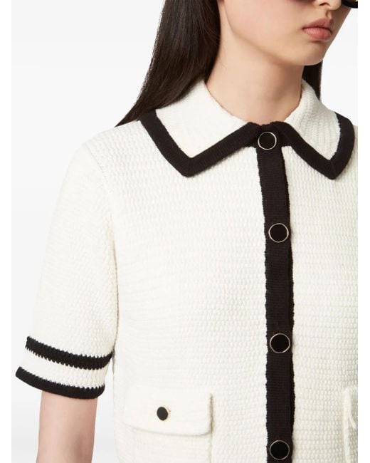 Nina Ricci White Three-Quarter Sleeves Cardigan