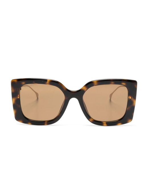 Gucci Natural Tortoiseshell-effect Oversize-frame Sunglasses