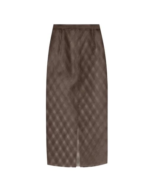 Auralee Brown Jacquard Midi Skirt