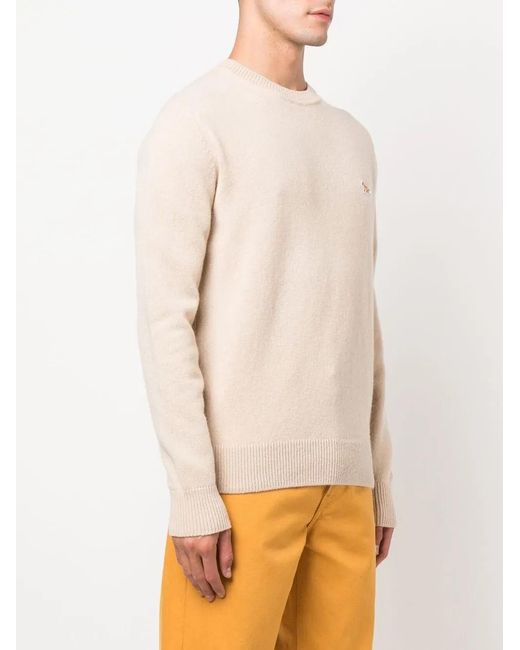 Maison Kitsuné Natural Logo-Patch Wool Jumper for men