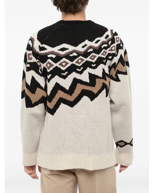 Neil Barrett Natural Geometric-Pattern Wool Sweater for men
