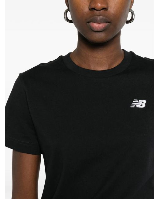 New Balance Black Logo-Embroidered T-Shirt