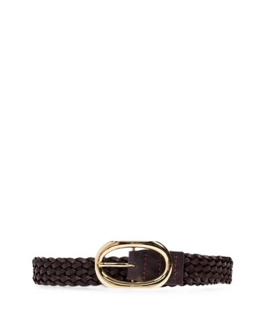 Anine Bing White Signature Link Braided Leather Belt