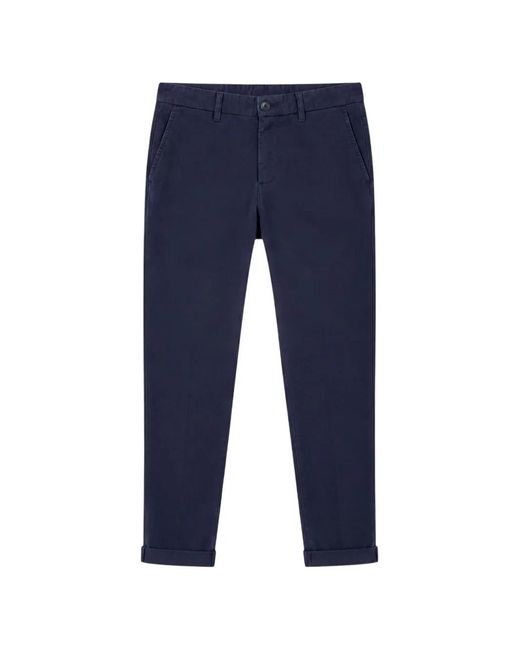 Mason's Blue Torino Flex Logo-Embroidered Turn-Up Trousers for men