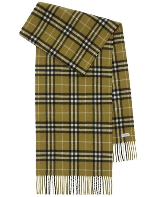 Burberry Green Checked Cashmere Scarf