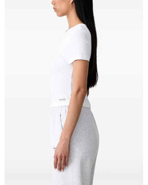 Sporty & Rich White Ribbed-Knit T-Shirt