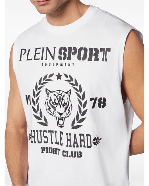Philipp Plein White Logo-print Cotton Tank Top for men
