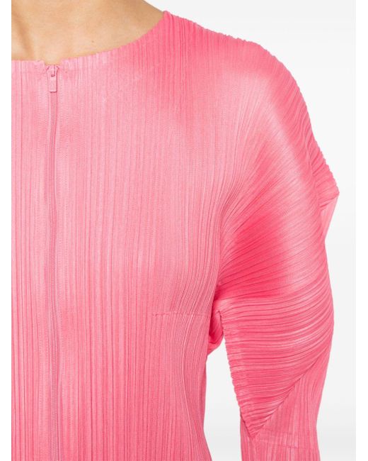Veste zippée à design plissé Pleats Please Issey Miyake en coloris Pink