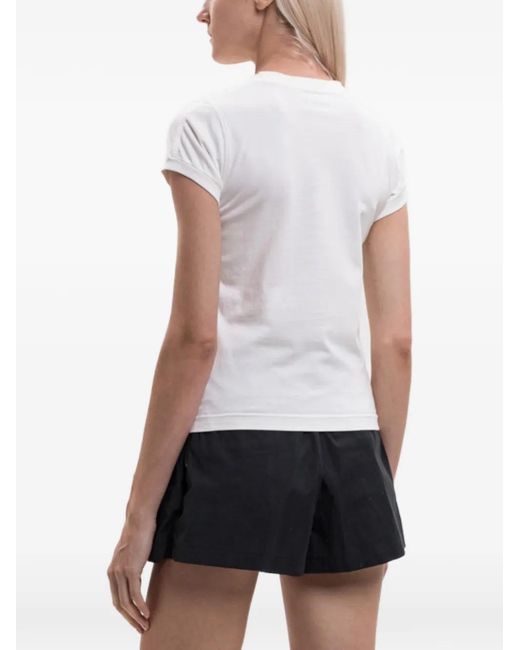 Vetements White Logo-Embroidered Crew-Neck T-Shirt