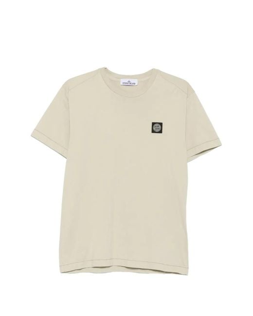 Stone Island White Logo-Patch T-Shirt for men