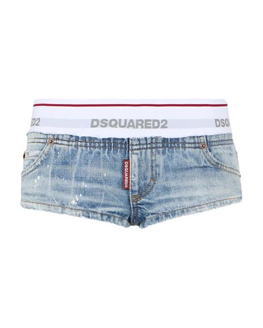 DSquared² Blue Short Jean À Coupe Courte