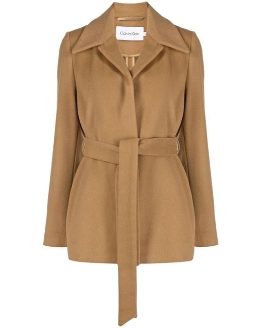 Calvin Klein Natural Single-Breasted Coat