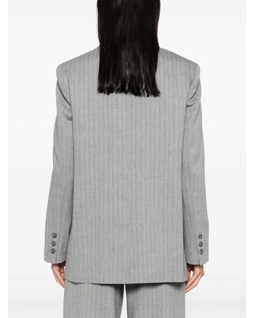 Twinset Gray Pinstriped Double-Breasted Blazer