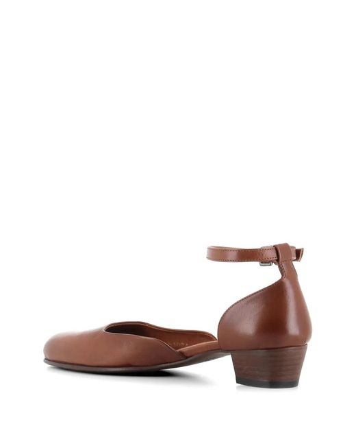 Pantanetti Brown Ankle Strap Pumps