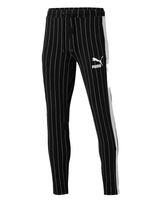 Archive Pinstripe T7 track pants PUMA de hombre de color Black