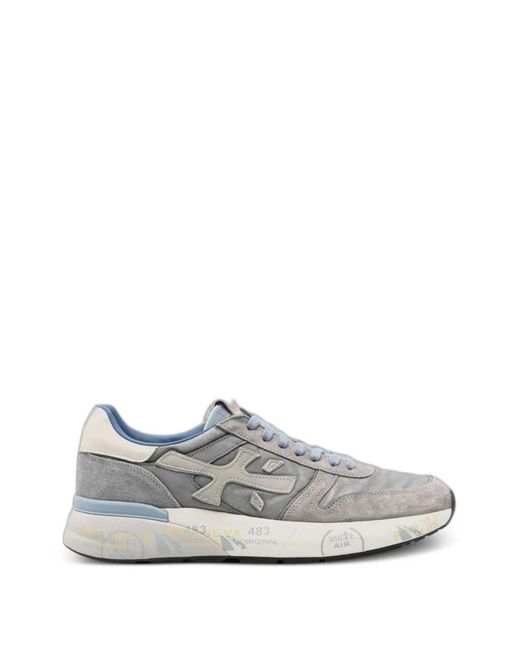 Premiata White Mick Suede-Panelled Sneakers for men