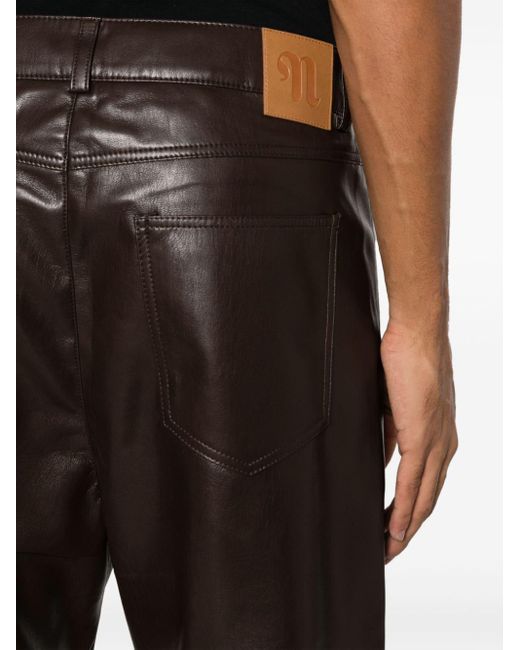 Nanushka Black Aric Straight-leg Faux-leather Trousers for men