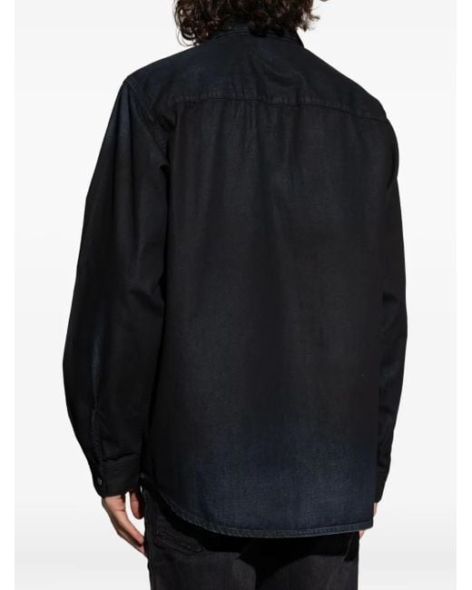 メンズ DIESEL ロゴボタン デニムシャツ Blue