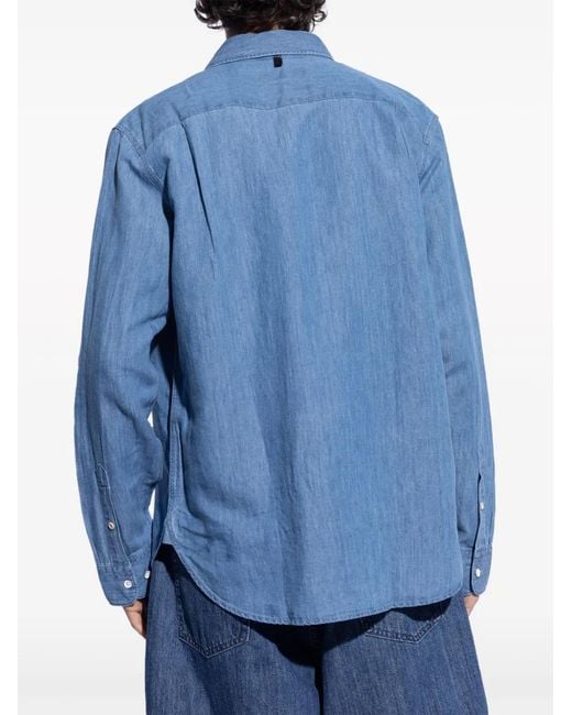 Rag & Bone Blue Long-Sleeved Cotton Shirt for men