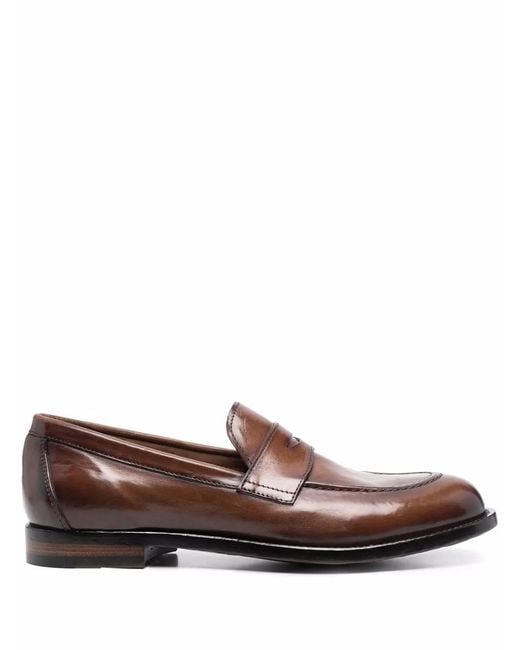 Officine Creative Brown Round-Toe Leather Loafers for men