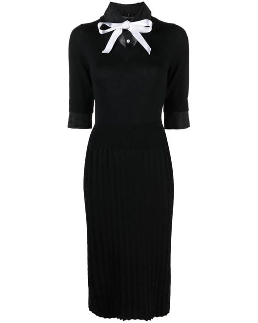 Thom Browne Black Stretch Wool Blend Dress
