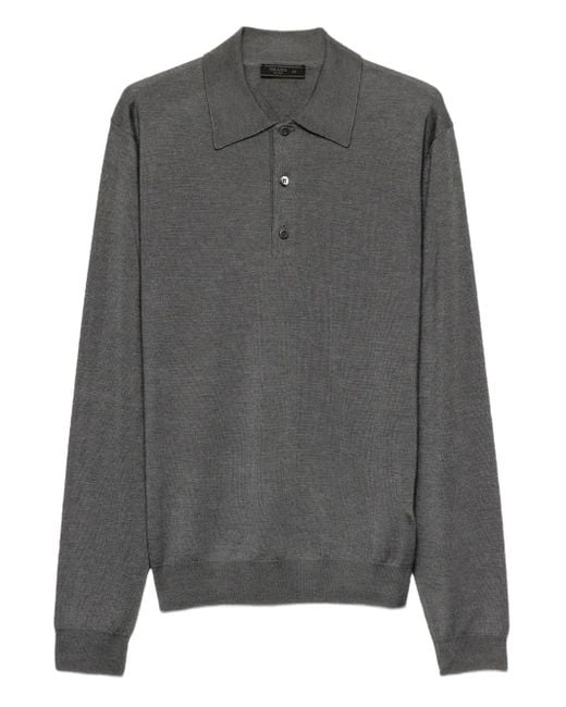 Prada Gray Cashmere-Blend Polo Shirt for men