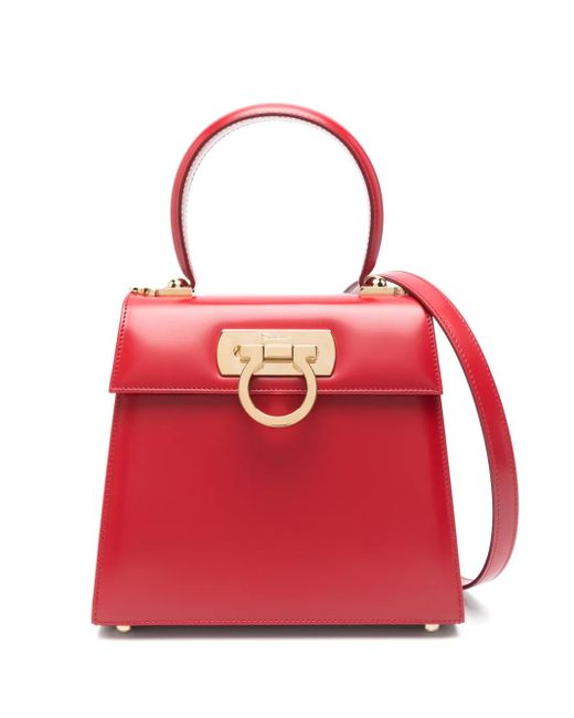 Ferragamo Red Iconic Top Handle S Tote Bag