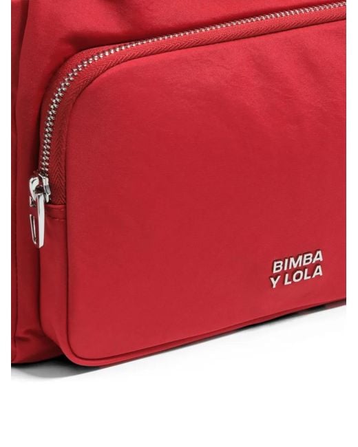 Bimba Y Lola Red Medium Pocket Bucket Bag