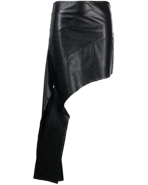 Helmut Lang Black Asymmetric Leather Skirt