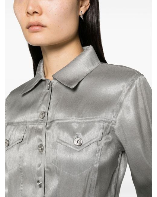 Moschino Jeans Gray Button-up Cropped Jacket