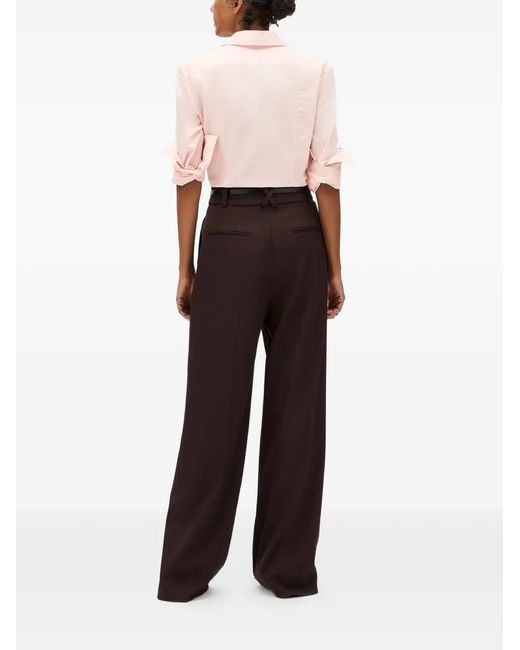 Another Tomorrow Pink Darted-Waist Shirt