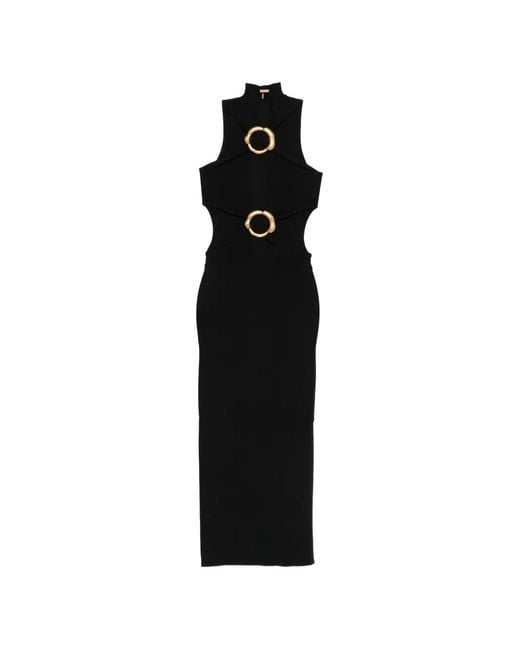 Cult Gaia Black Ring-Detail Cut-Out Midi Dress