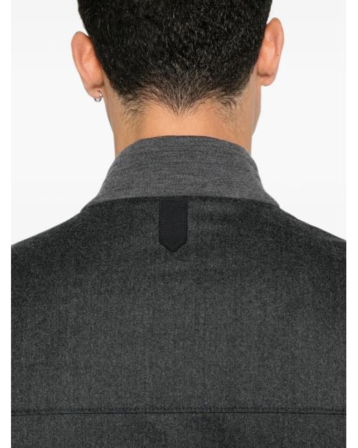 Canali Gray Wool Zip-Up Jacket for men