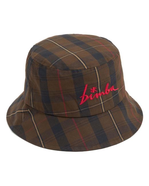 Bimba Y Lola Brown Logo-Embroidered Checked Bucket Hat