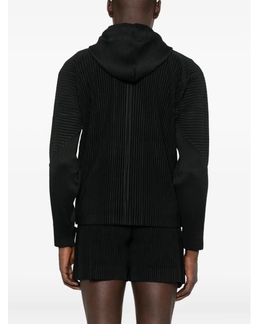 Homme Plissé Issey Miyake Black Homme Plisse' Issey Miyake Pleated Zipped Hoodie for men