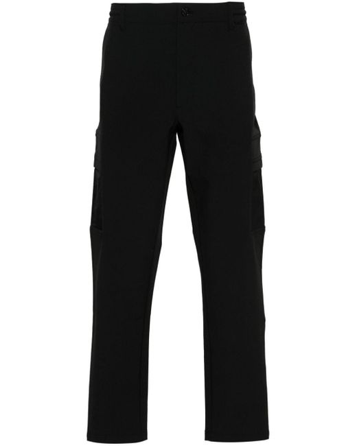 Calvin Klein Black Crinkled-effect Tapered-leg Cargo Trousers for men