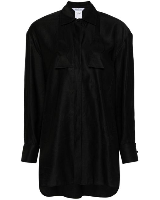 Max Mara Black Bow-detail Cotton Shirt