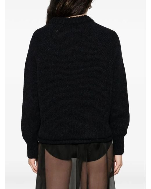 Susanne Bommer Black Crew-Neck Wool Sweater