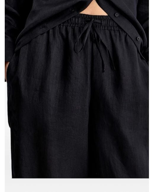 12 STOREEZ Black Drawstring Linen Trousers