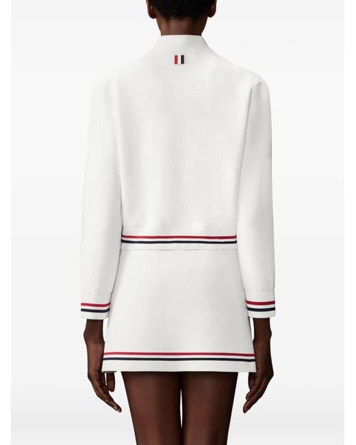Thom Browne White Veste Bomber À Bords Rayés