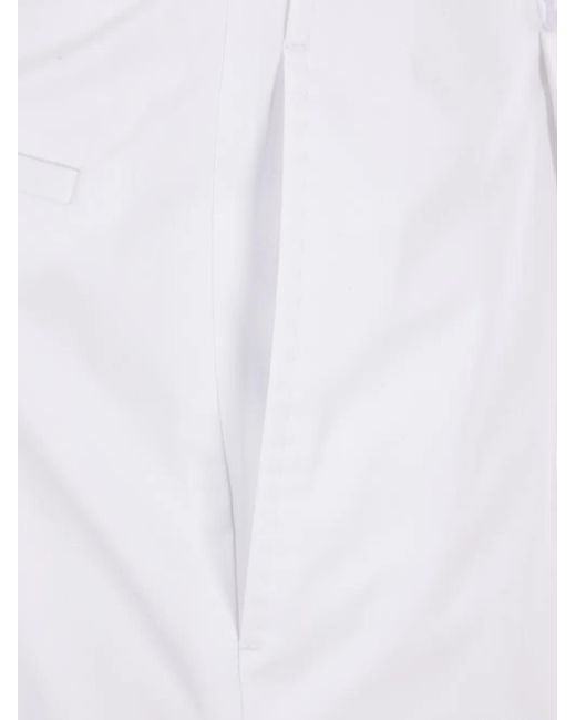 Caruso White Buttoned Straight-Leg Trousers for men